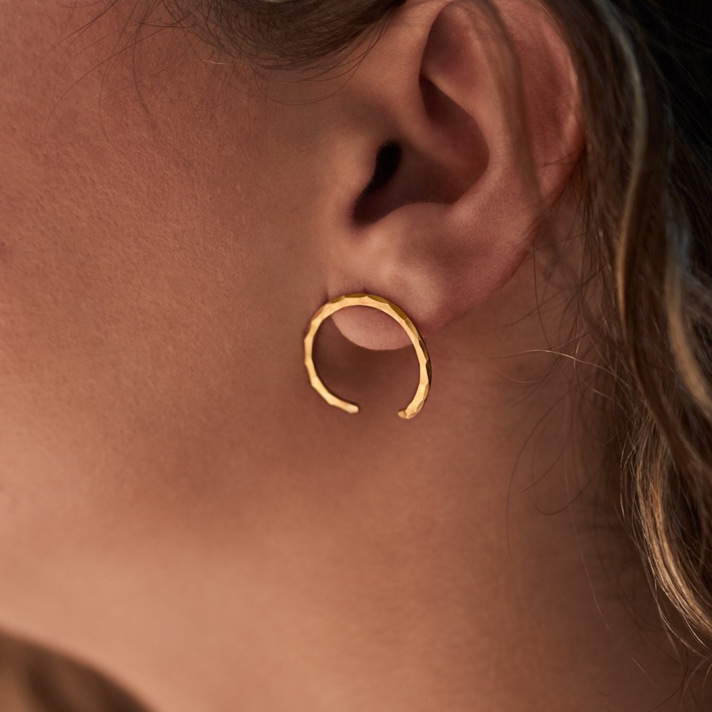 Illusion Gold Textured Hoop Earrings like Baleen